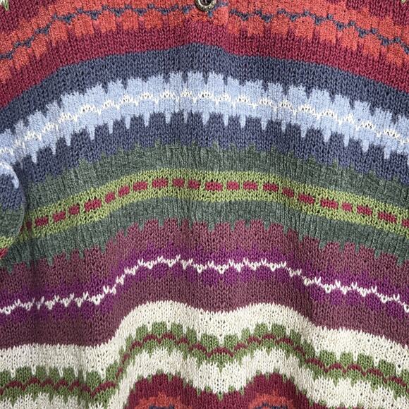VTG Alfred Dunner Womens Striped Knit Sweater Polo Collar SZ L Cozy Cottagecore - Picture 6 of 11